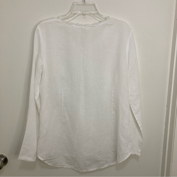 Linen Tunic, White, Long Sleeve, Button up and Cruise Ready by Eileen Fisher - Picture 3 of 11